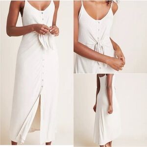 Anthropologie White Tie Front Midi Dress